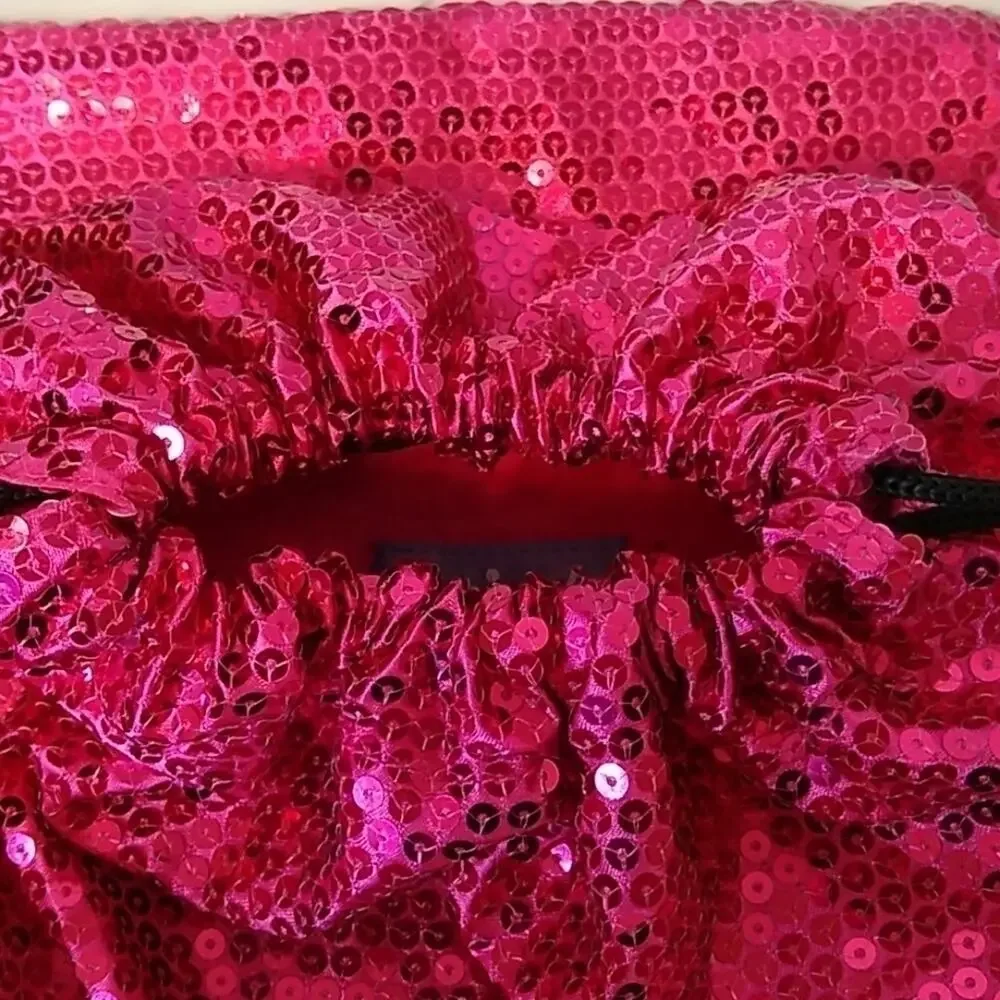 Claire's Dance Bag Pink Sequined Draw String Think First Dance Later